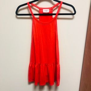 Everly Coral Racer Back Peplum Tank Top